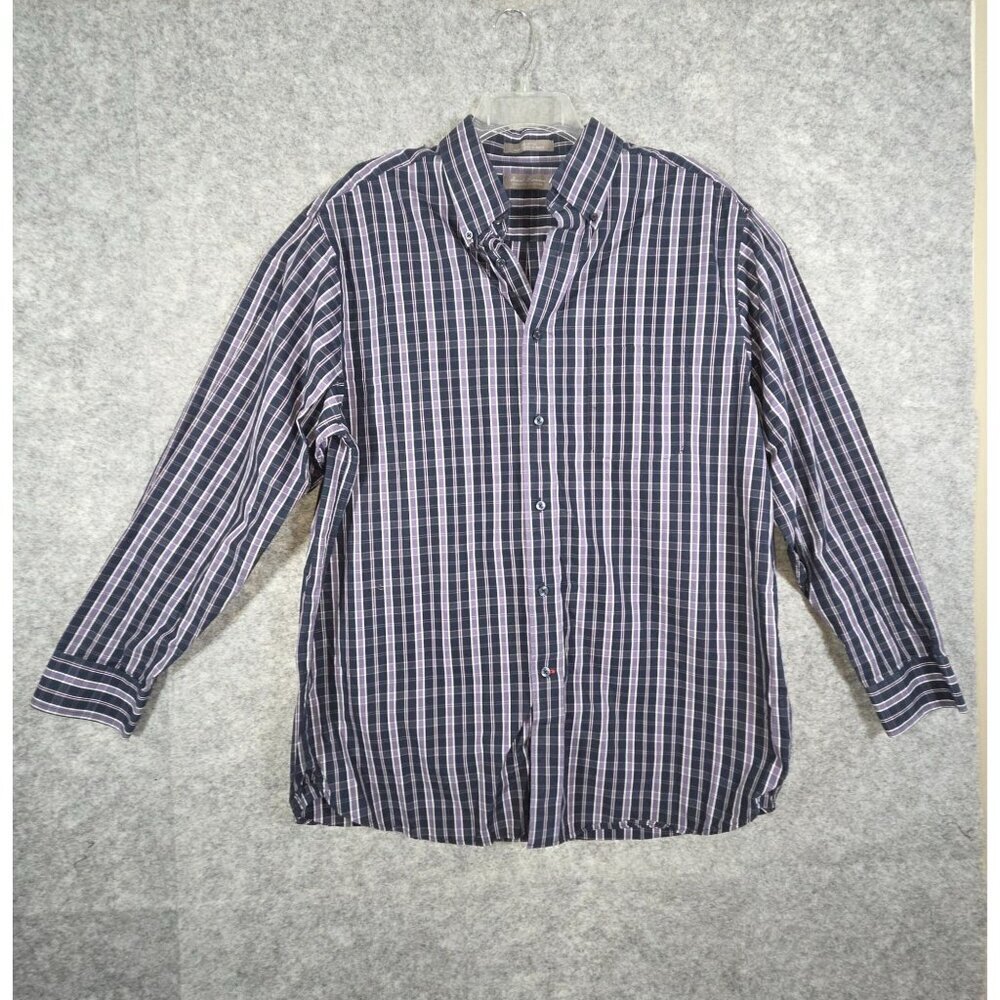 Daniel Cremieux Men's Button Up Shirt Plaid Size L Blue and Purple Office Casaul